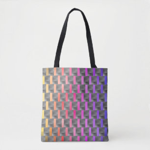 Tote Bag Placas cinza, quadros amarelo, salmão, rosa, lilás