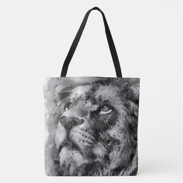 Tote Bag Placid Lion Face Argent (Devant)