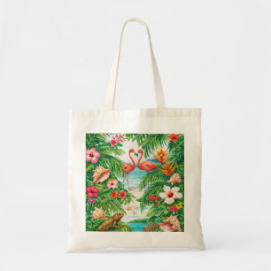 Tote Bag Plage aux flamants des îles Turques-et-Caïques, fl