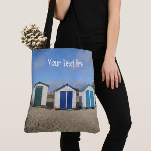 Tote Bag Plage cabanes ciel bleu sable anglais plage de bor