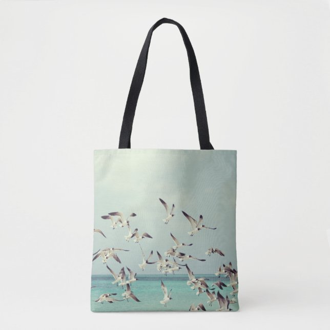 Tote Bag Plage Calme Oiseaux À Thème (Devant)