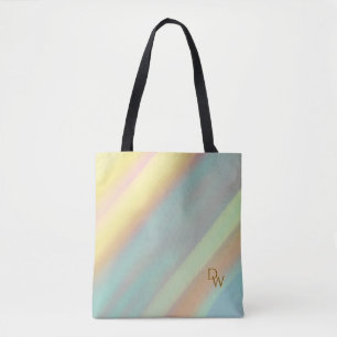 Tote Bag Plage Côtière Bleu Vert Initiales 