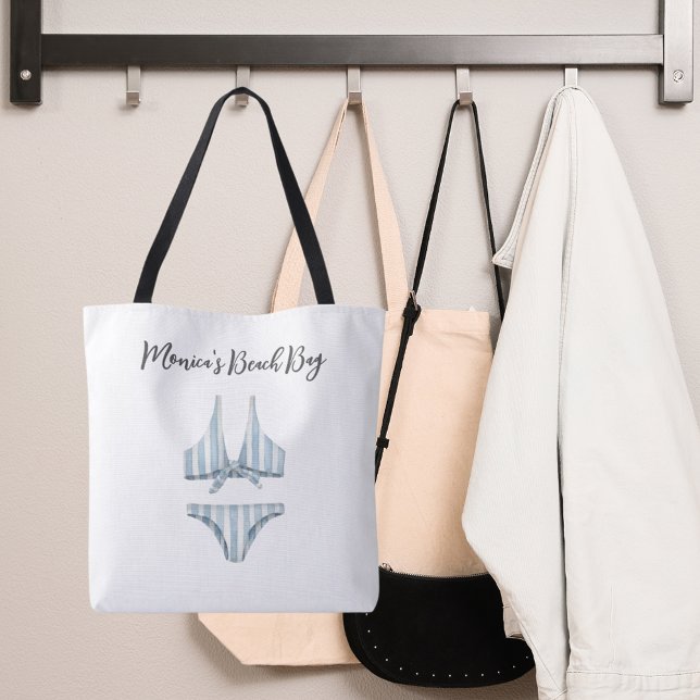 Tote Bag Plage de bikini bleu (Créateur téléchargé)