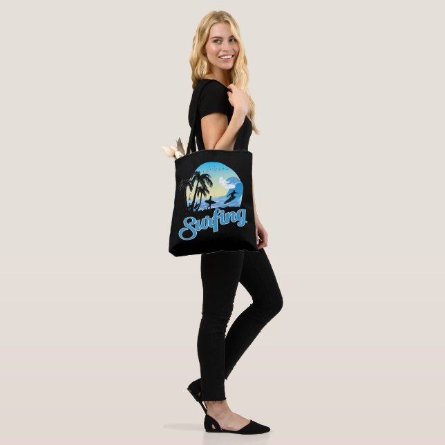 Tote Bag Plage de surf (Sur le modèle)