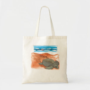Tote Bag Plage de tortue de mer amusant coloré