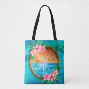 Tote Bag Plage d'été Océan oiseaux volent dans le ciel et v