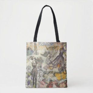 Tote Bag Plage du poulpe Antique Coastal Steampunk