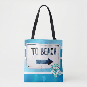 Tote Bag Plage Famille Réunion aquarelle surf