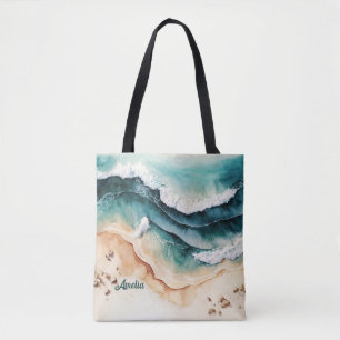 Tote Bag Plage moderne Mer Waves Sable de bord de mer
