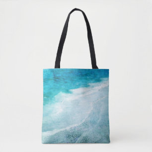 Tote Bag Plage Retro - Océan bleu Turquoise côtier Aquarell
