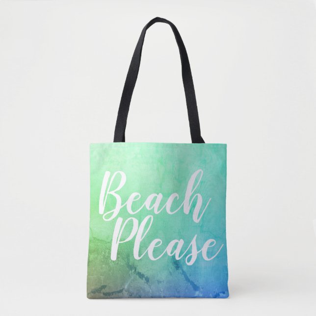 Tote Bag Plage S'il vous plaît Turquoise Blue Ombre Beach (Devant)