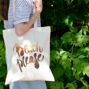 Tote Bag PLAGE S'IL VOUS PLAÎT   Typographie amusante et sa