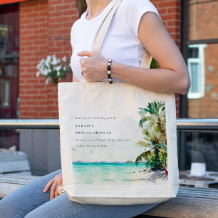 Tote Bag Plage tropicale aquarelle Palm Trees Fête des mari