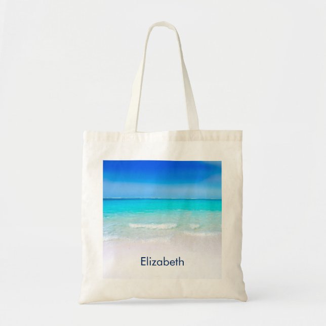 Tote Bag Plage tropicale avec une mer turquoise Custom (Devant)