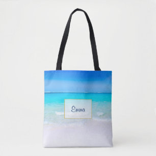 Tote Bag Plage tropicale avec une mer turquoise Personnalis