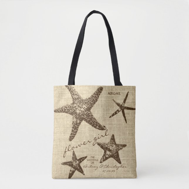 Tote Bag Plage tropicale Mariage Starfish Flower Girl (Devant)