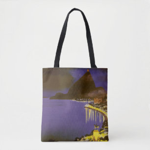 Tote Bag Plage vintage la nuit à Rio de Janeiro, Brésil