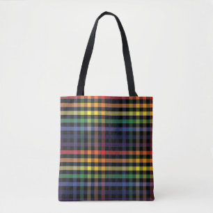 Tote Bag Plaid arc-en-ciel