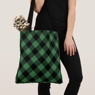 Tote Bag Plaid de Buffalo vert/noir