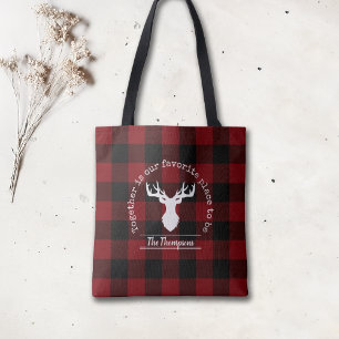 Tote Bag Plaid de buffle rouge et noir