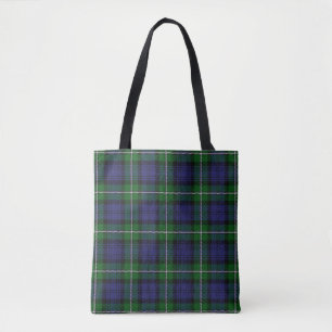 Tote Bag Plaid de tartan écossais de vert bleu de Forbes de