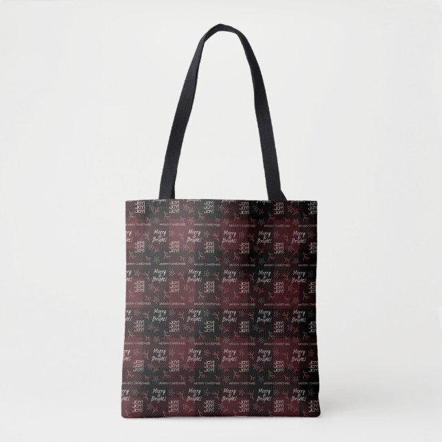 Tote Bag Plaid noir et rouge profond | Merry & Bright (Devant)