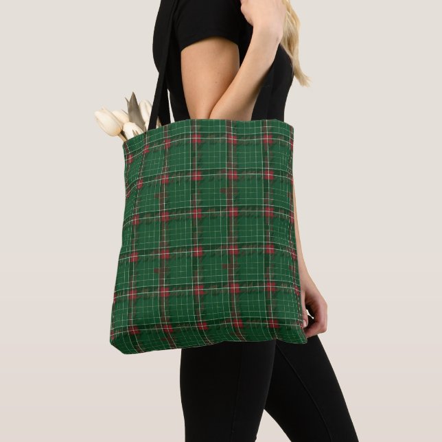 Tote Bag Plaid vert de Noël (De près)