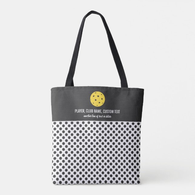 Tote Bag Plaisir Polka Dot Imprimer Pickleball Paddle Perso (Dos)