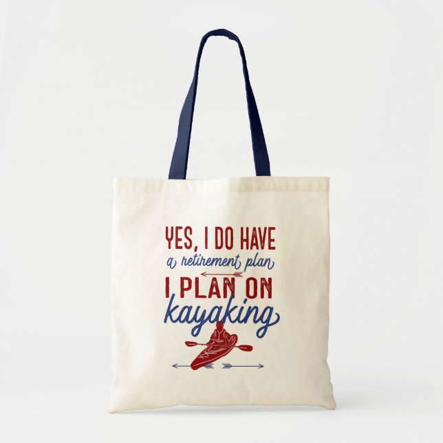 Tote Bag Plan de retraite Kayaking amusant Rouge et Bleu (Devant)