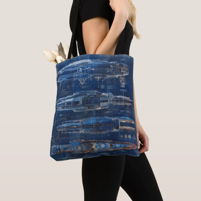 Tote Bag Plan d'expédition spatiale (De près)