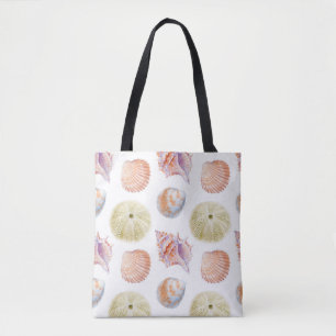 Tote Bag Plan marin sans soudure de coquillages. Aquarelle