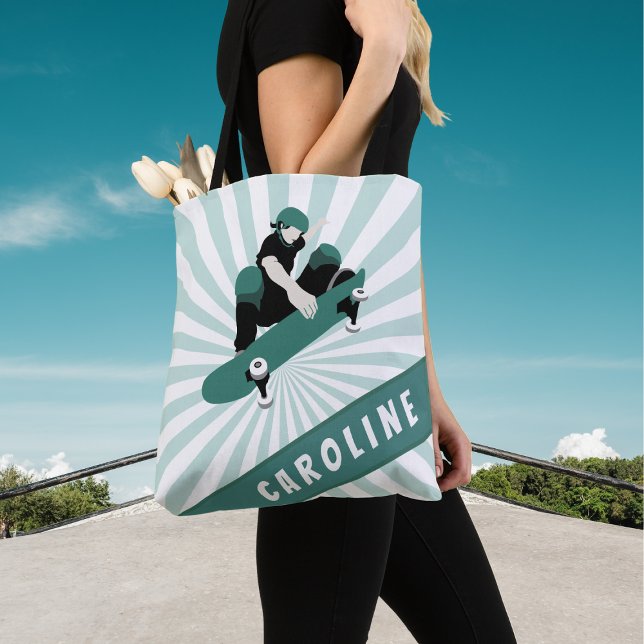 Tote Bag Planche à roulettes Filles Patinage Nom Sports Coo (Créateur téléchargé)