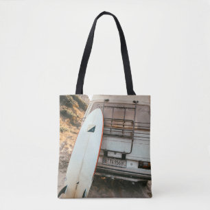Tote Bag Planche de surf blanche et noire