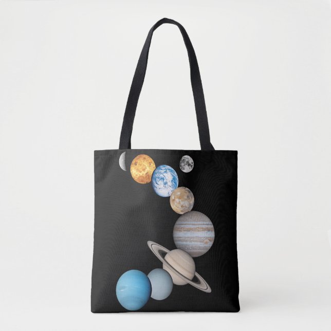 Tote Bag Planètes du système solaire (Couleur modifiable) (Devant)