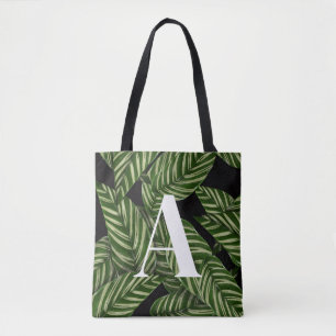Tote Bag Plante de feuille tropicale moderne Imprimer Monog