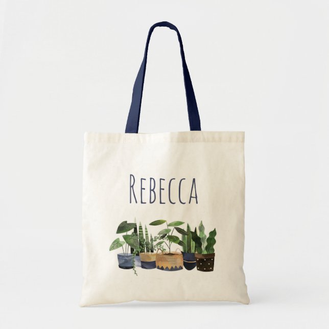 Tote Bag Plante et cactus Pot Personnalisé (Devant)