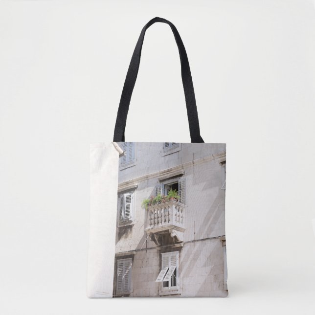 TOTE BAG PLANTE VERT POTTÉ SUR BALCON BROWN MAISON EN BÉTON (Devant)