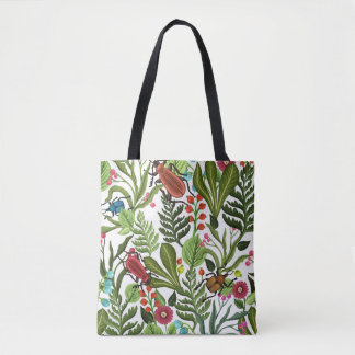 Tote Bag Plantes décoratifs et insectes : Design sans coutu