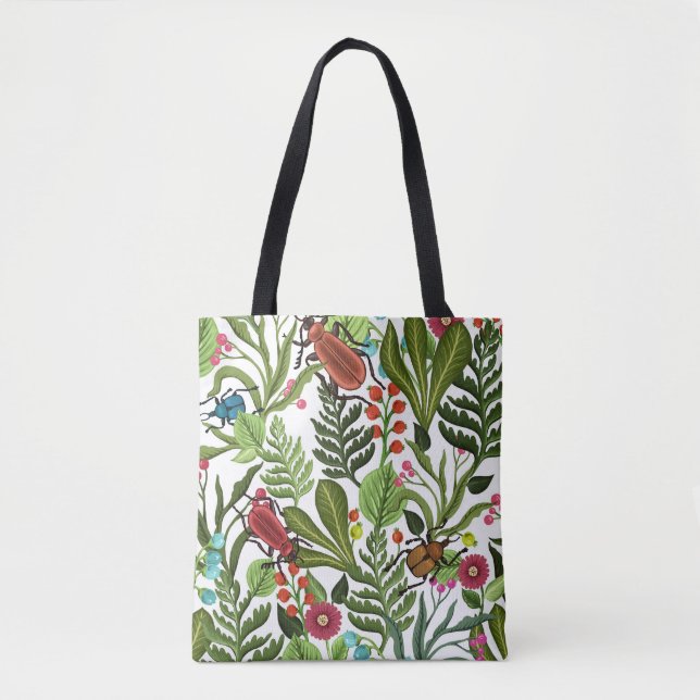Tote Bag Plantes décoratifs et insectes : Design sans coutu (Devant)