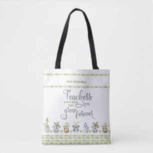 Tote Bag Plantes en pot d'animaux mignons et citation d'ens