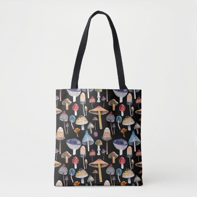 Tote Bag Plantes forestiers : champignons d'aquarelle, patt (Devant)