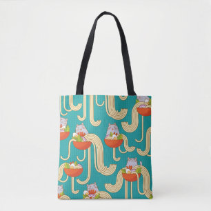 Tote Bag Plaques de nouilles et chats amusants. Nouilles av