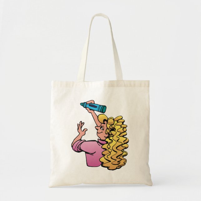 Tote Bag Playful Girl with Crayon (Devant)