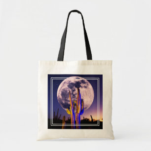 Tote Bag Pleine lune sur le Saguaro Cactus