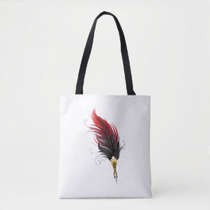 Tote Bag Plume rouge avec pointe en or