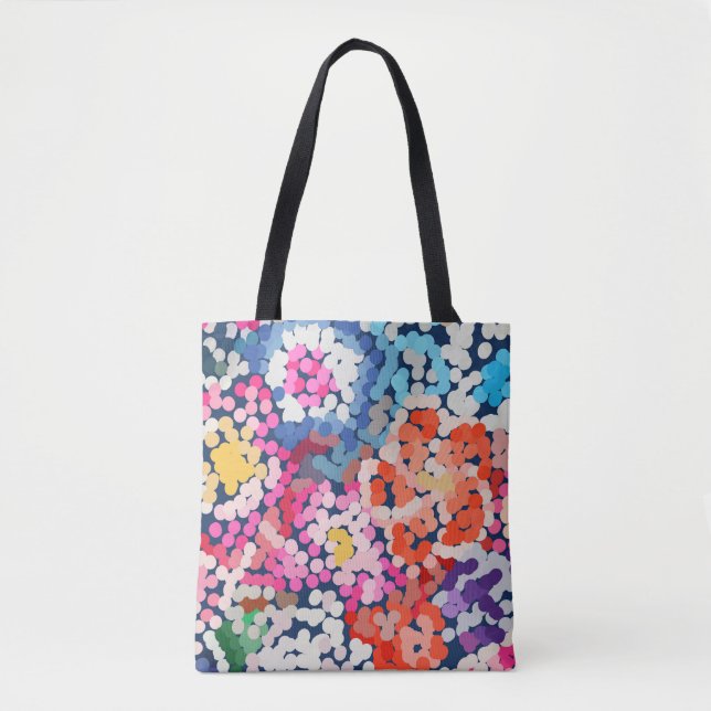 Tote Bag Plumeria tropicale pointillée Fleurs Abstraites (Devant)