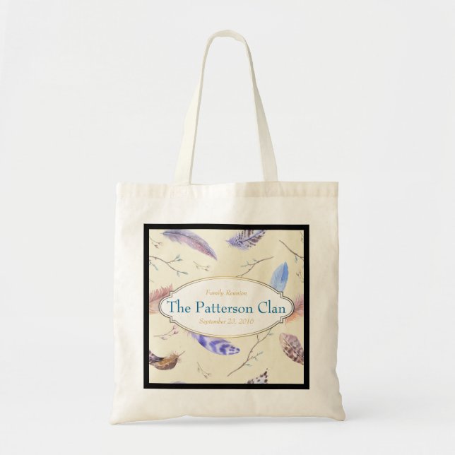 Tote Bag Plumes d'aquarelle + Retrouvailles de famille de c (Devant)