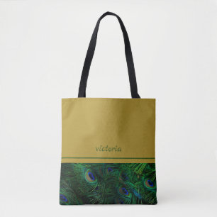 Tote Bag Plumes de paon chic personnalisées