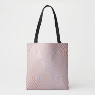 Tote Bag plumes de paon en or rose, vintage
