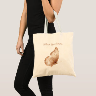 Tote Bag Plumes de papillon bohème crème et beige